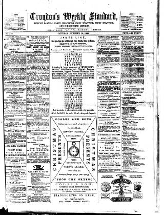 cover page of Bucks Standard published on December 25, 1880