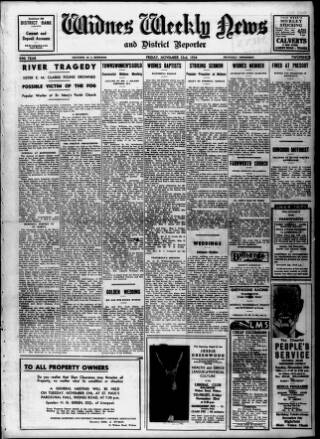 cover page of Widnes Weekly News and District Reporter published on November 23, 1934