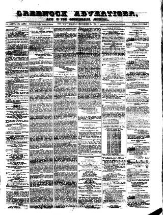 cover page of Greenock Advertiser published on November 23, 1876