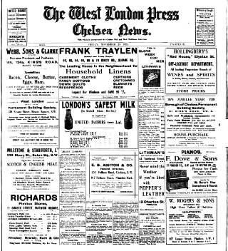 cover page of Chelsea News and General Advertiser published on November 23, 1928