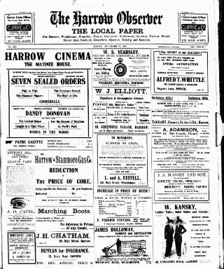 cover page of Harrow Observer published on December 25, 1914