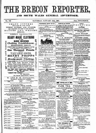 cover page of Brecon Reporter and South Wales General Advertiser published on January 26, 1867