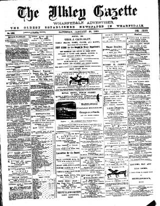 cover page of Ilkley Gazette and Wharfedale Advertiser published on January 26, 1889