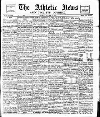 cover page of Athletic News published on January 26, 1891