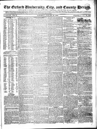 cover page of Oxford University and City Herald published on January 26, 1833