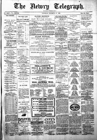 cover page of Newry Telegraph published on December 25, 1890