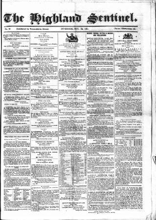 cover page of Highland Sentinel published on November 23, 1861