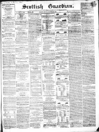 cover page of Scottish Guardian (Glasgow) published on November 23, 1855