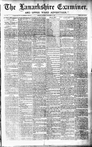 cover page of Lanarkshire Upper Ward Examiner published on November 23, 1889