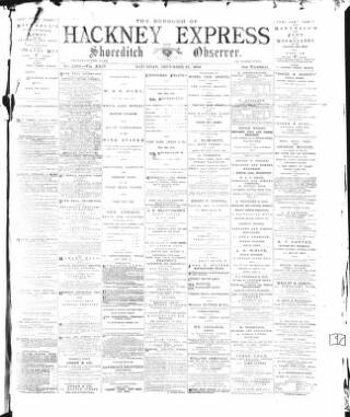 cover page of Shoreditch Observer published on December 25, 1880