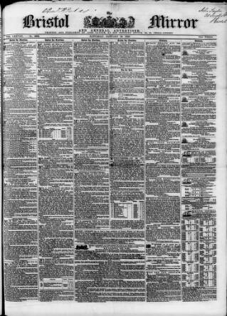 cover page of Bristol Mirror published on January 26, 1850