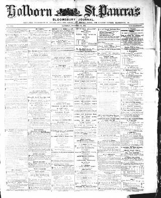 cover page of Holborn Journal published on December 25, 1869