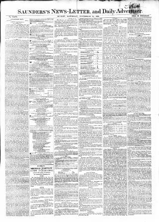 cover page of Saunders's News-Letter published on November 23, 1861