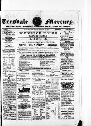 cover page of Teesdale Mercury published on December 25, 1861