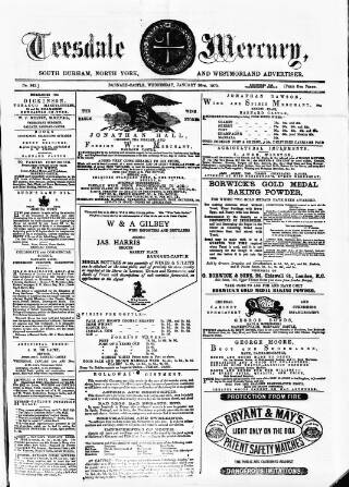 cover page of Teesdale Mercury published on January 26, 1870