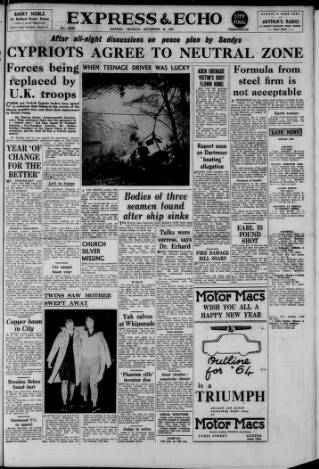 cover page of Express and Echo published on December 30, 1963