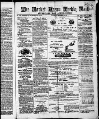 cover page of Market Rasen Weekly Mail published on December 25, 1875