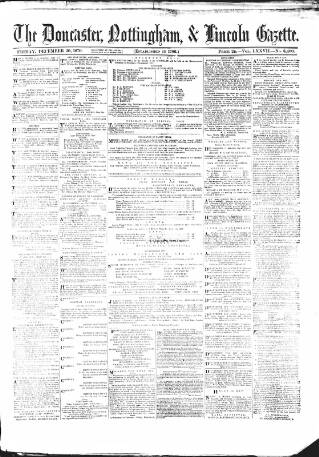 cover page of Doncaster Gazette published on December 30, 1870