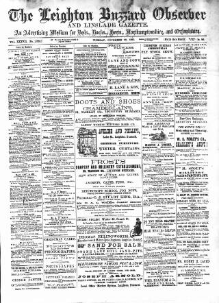 cover page of Leighton Buzzard Observer and Linslade Gazette published on November 23, 1897