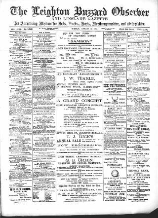 cover page of Leighton Buzzard Observer and Linslade Gazette published on January 26, 1904