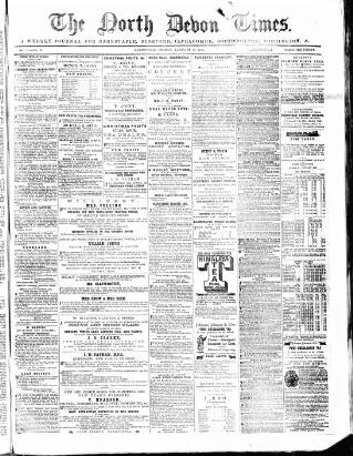 cover page of Barnstaple Times and North Devon News published on January 20, 1865