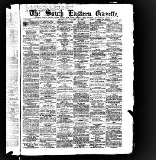 cover page of South Eastern Gazette published on January 26, 1867