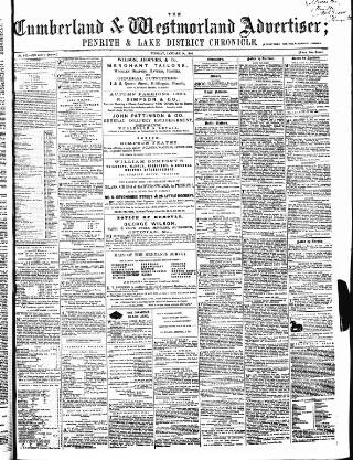 cover page of Cumberland and Westmorland Advertiser, and Penrith Literary Chronicle published on January 26, 1864