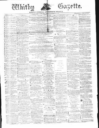 cover page of Whitby Gazette published on December 25, 1875