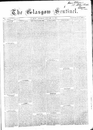 cover page of The Glasgow Sentinel published on January 26, 1861