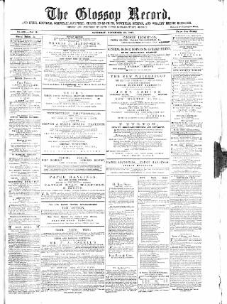 cover page of Glossop Record published on November 23, 1867