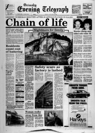 cover page of Grimsby Daily Telegraph published on January 26, 1990