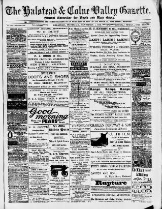 cover page of Halstead Gazette published on November 7, 1889