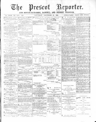 cover page of Prescot Reporter published on November 23, 1889