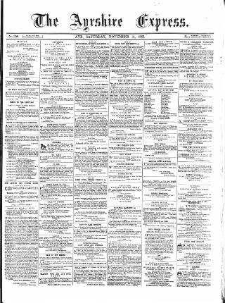 cover page of Ayrshire Express published on November 14, 1863