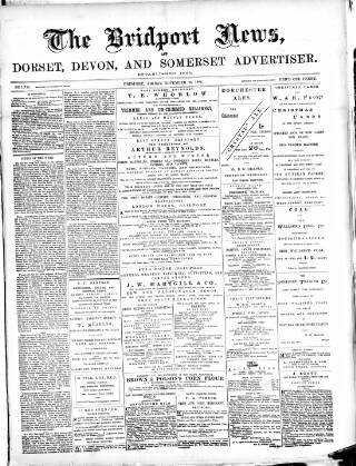 cover page of Bridport News published on November 23, 1888