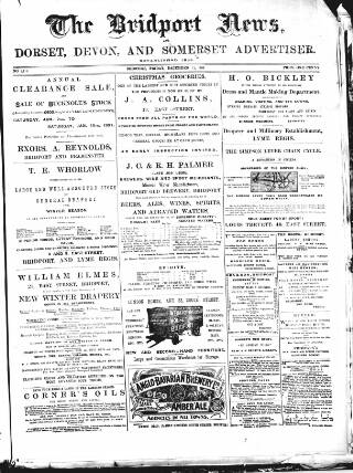 cover page of Bridport News published on December 25, 1896