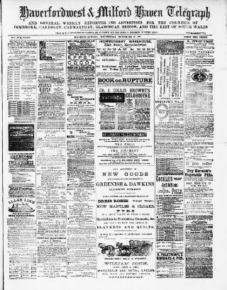 cover page of Haverfordwest & Milford Haven Telegraph published on November 13, 1889