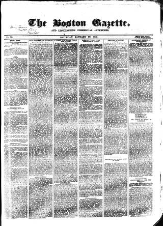 cover page of Boston Gazette published on January 26, 1861