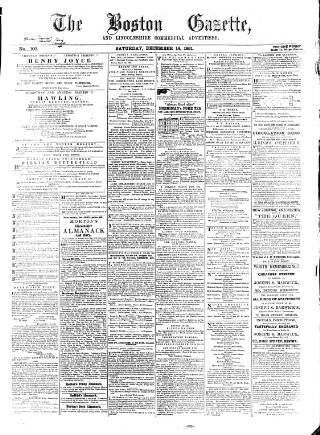 cover page of Boston Gazette published on December 14, 1861