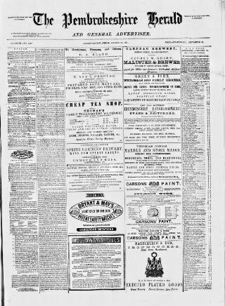 cover page of Pembrokeshire Herald published on January 27, 1871