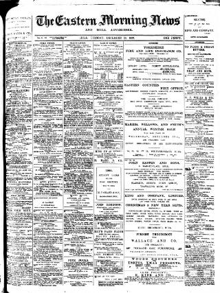 cover page of Eastern Morning News published on December 26, 1899