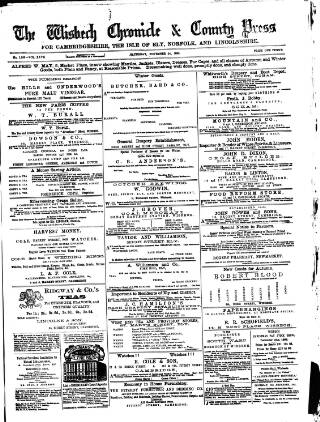 cover page of Wisbech Chronicle, General Advertiser and Lynn News published on November 24, 1883