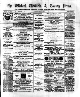 cover page of Wisbech Chronicle, General Advertiser and Lynn News published on January 21, 1888