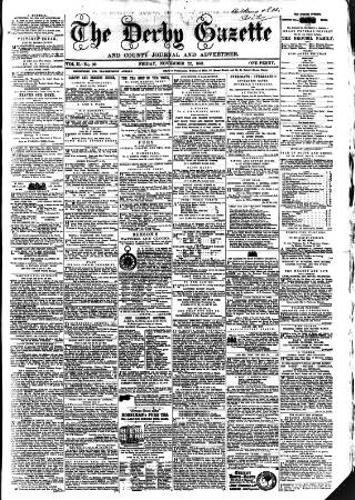 cover page of Derby Exchange Gazette published on November 22, 1861