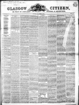 cover page of Glasgow Citizen published on November 23, 1844