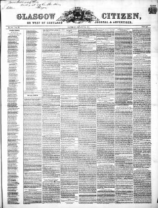 cover page of Glasgow Citizen published on January 25, 1845