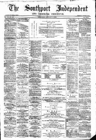 cover page of Southport Independent and Ormskirk Chronicle published on January 26, 1870