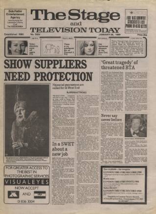 cover page of The Stage published on January 26, 1989