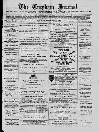 cover page of Evesham Journal published on November 23, 1872