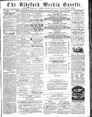 cover page of North Devon Gazette published on November 23, 1858